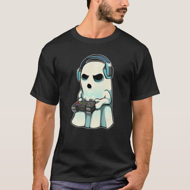T-shirt Gamer Ghost Lazy Halloween Costume Cool Video Game (Devant)