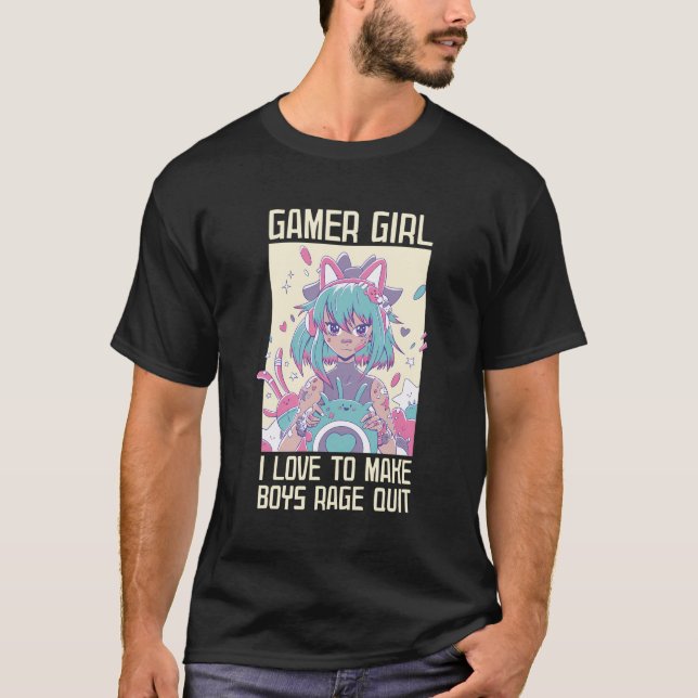 T-shirt Gamer Girl - J'Aime Faire Des Garçons Rage Quit E- (Devant)
