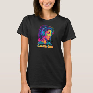 T-shirt Gamer Girl Jeu Jeu Retro couleur vive Cool