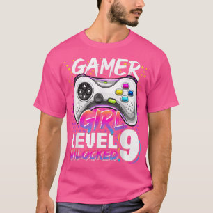 T-shirt Gamer Girl Niveau 9 Déverrouillé Jeu vidéo 9e Anni
