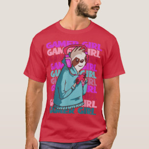 T-shirt Gamer Girl Sloth Jouer Jeux Vidéos Sloth Lover M