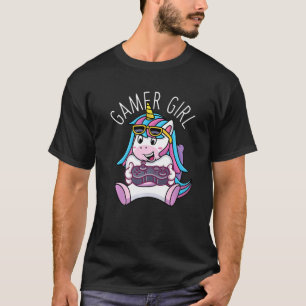 T-shirt Gamer Girl Unicorn Gaming Jolie Vidéo Game Girl Te