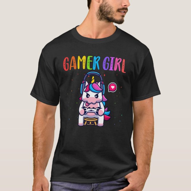 T-shirt Gamer Girl Unicorn Jeu vidéo mignonne (Devant)