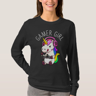 T-shirt Gamer Girl Unicorn Jeu vidéo mignonne Femmes G