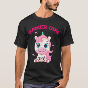 T-shirt Gamer Girl Unicorn Jeu vidéo mignonne Femmes G
