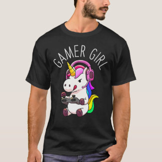 T-shirt Gamer Girl Unicorn Jeu vidéo mignonne Femmes G