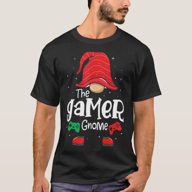 T-shirt Gamer Gnome Funny Christmas Matching Family Pyjama (Devant)