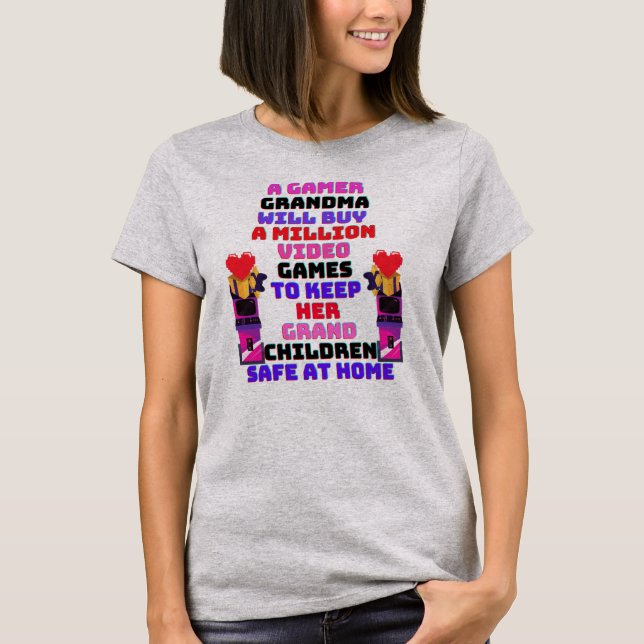 T-shirt Gamer Grandma Jouer Jeux Avec Ses Petits-Enfants (Devant)