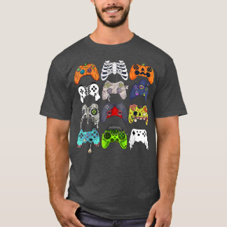 T-shirt Gamer Halloween Citrouille Skeleton Zombie Jeu Con