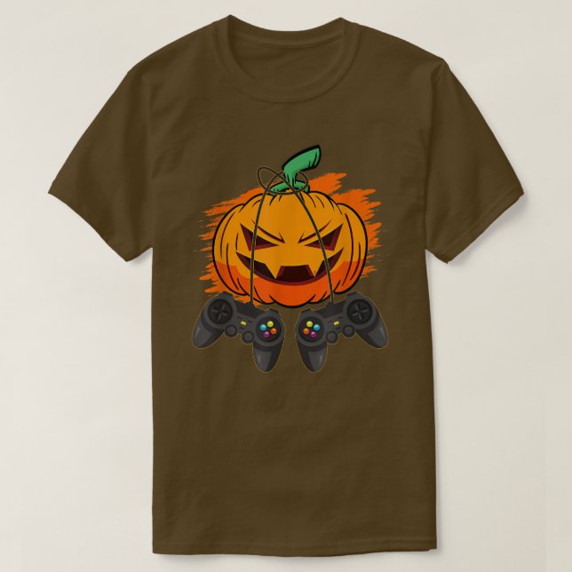 T-shirt Gamer Halloween Jack-o'-lantern Hommes Enfant Drôl (Design devant)