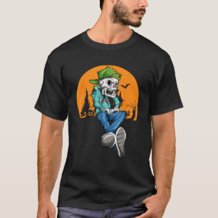 T-shirt Gamer Halloween Shirt Skeleton Jeu Citrouille Garç