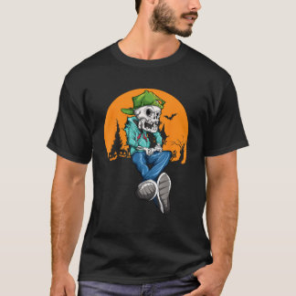 T-shirt Gamer Halloween Shirt Skeleton Jeu Citrouille Garç