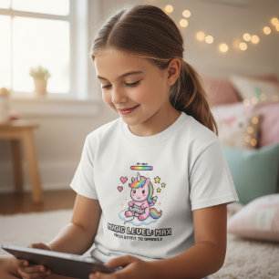 T-shirt Gamer Licorne Magie Niveau Max Pixel Art