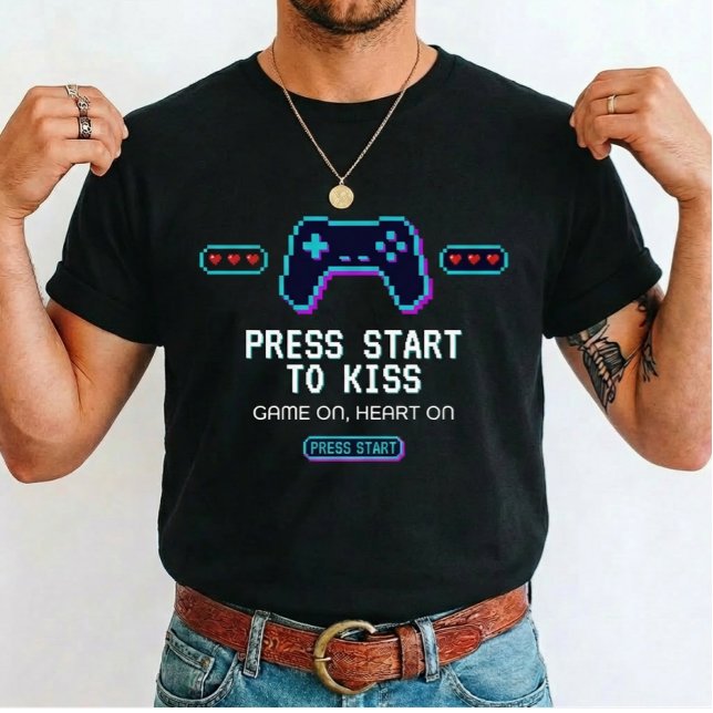 T-shirt  Gamer Love Press Start to Kiss for gamer  (Créateur téléchargé)
