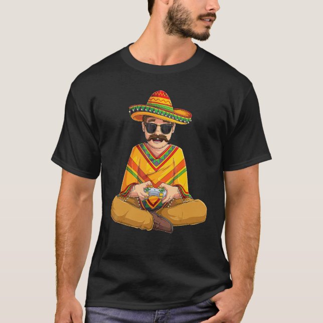T-shirt Gamer Mexicain Cinco De Mayo Serape Poncho Vidéo G (Devant)