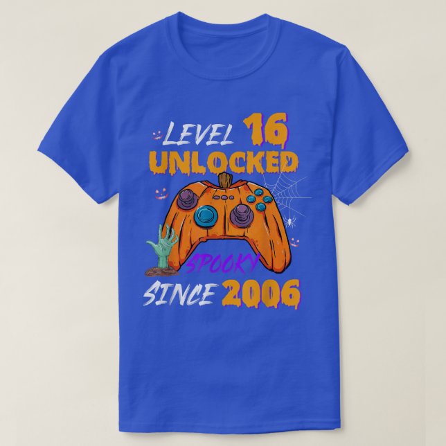 T-shirt Gamer Niveau 16 Déverrouillé 16ème anniversaire Éf (Design devant)