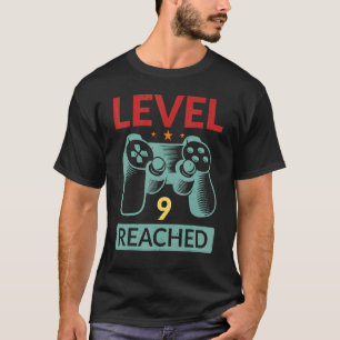 T-shirt Gamer Niveau 9 atteint 9e anniversaire 1