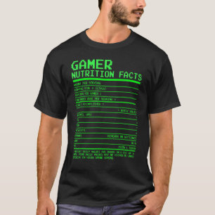 T-shirt Gamer Nutrition Facts T Pour Les Garçons Ados Jeux