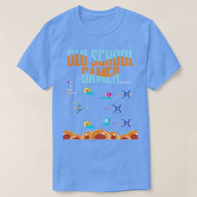 T-shirt Gamer Old School Gamer (Design devant)