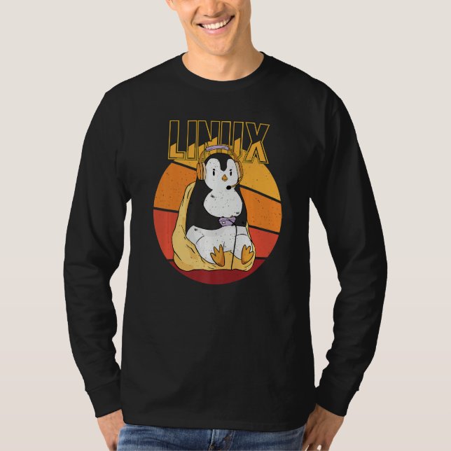 T-shirt Gamer Penguin Linux Root Party Nerd Programmeur Co (Devant)