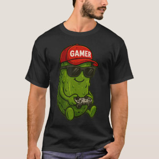 T-shirt Gamer Pickle Jouant aux Jeux Vidéo Pickles Drôles 
