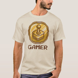 T-shirt Gamer Pixel Joystick Emblem - Retro Gaming