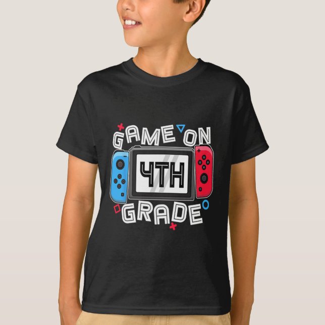 T-shirt Gamer Retour À L'École Jeu Amusant Sur Les Enfants (Devant)