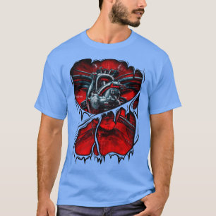 T-shirt Gamer Robot métal Coeur anatomique Halloween Costu
