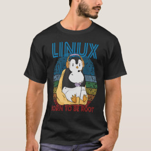 T-shirt Gamer Root Retro Penguin Linux Programmeur Nerd Ge