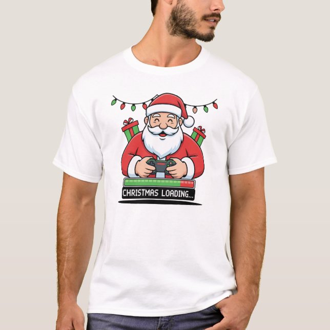 T-shirt Gamer Santa Loading Christmas Hoodie & Tee (Devant)