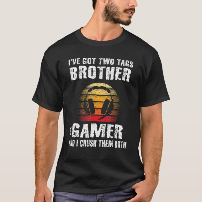 T-shirt Gamer  Sayings Brother And Gamer Teen Boys Graphic (Devant)