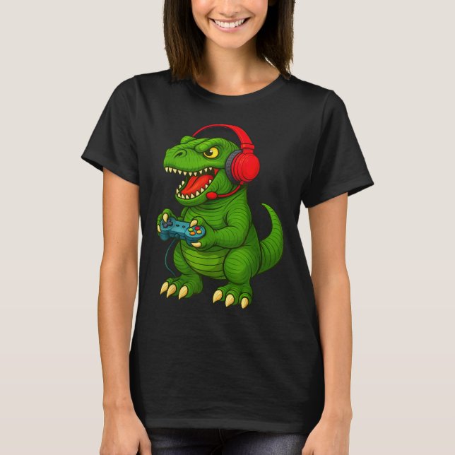 T-shirt Gamer T Rex Dinosaur Video Games Boys Teen Funny G (Devant)