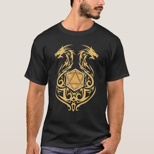 T-shirt Gamer Tabletop D20 Dice Emblem D20 Dragons (Devant)