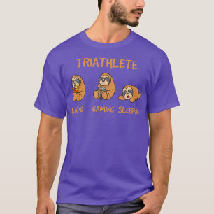 T-shirt Gamer Triathlète Funny Jeu de jeu Sloth Jeu