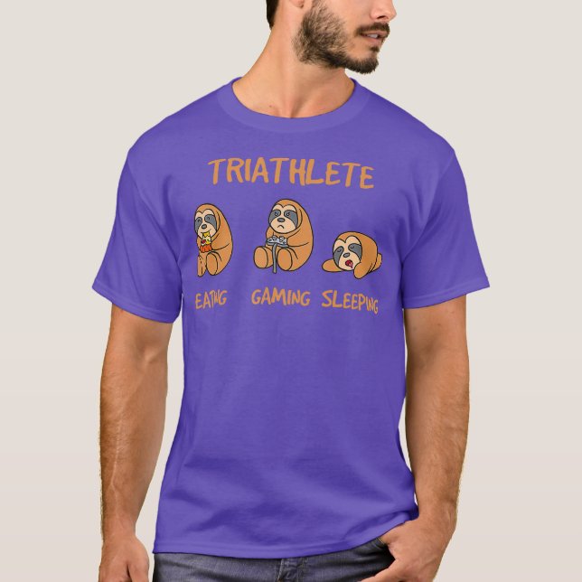 T-shirt Gamer Triathlète Funny Jeu de jeu Sloth Jeu (Devant)
