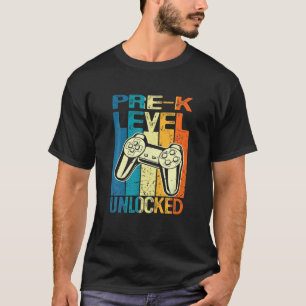 T-shirt Gamer Vidéo De Niveau Déverrouillé Pré-K Retour À