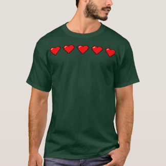 T-shirt Gamer Video Games Lover Pixel Hearts