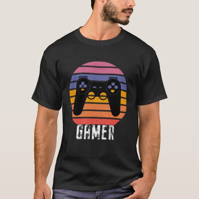 T-shirt Gamer Vidéo Rétro Contrôleur Jeux Jeu Garçons Gir (Devant)