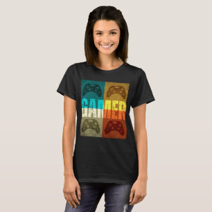 T-Shirt GAMER VINTAGE manette de jeu vidéo