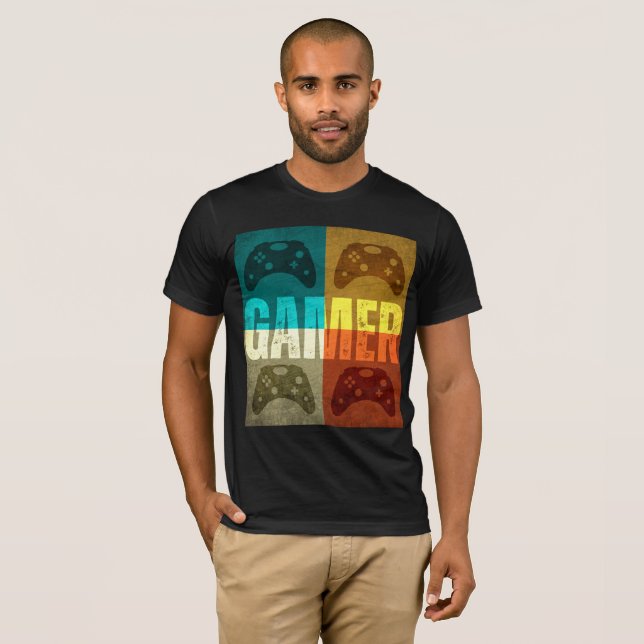 T-Shirt GAMER VINTAGE manette de jeu vidéo (Devant entier)