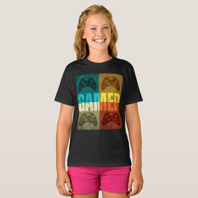 T-shirt GAMER VINTAGE VIDEO GAME CONTROLLER (Devant entier)