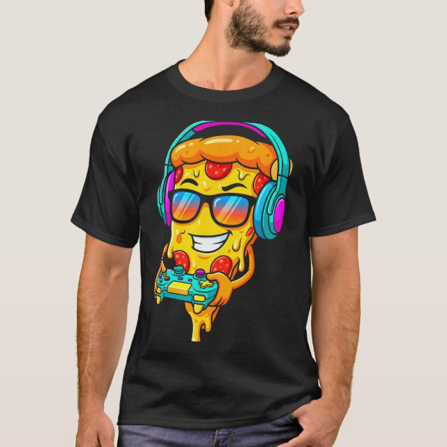 T-shirt Gamer Zza Slice Video Gaming Boy Enthusiast Gamer  (Devant)
