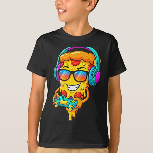 T-shirt Gamer Zza Slice Video Gaming Boy Enthusiast Gamer  (Devant)