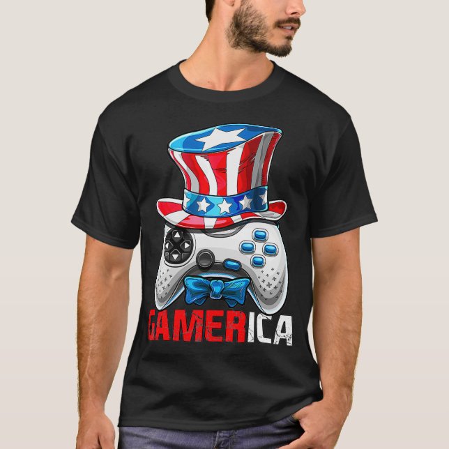 T-shirt Gamerica 4 juillet jeu vidéo American Flag Uncl (Devant)