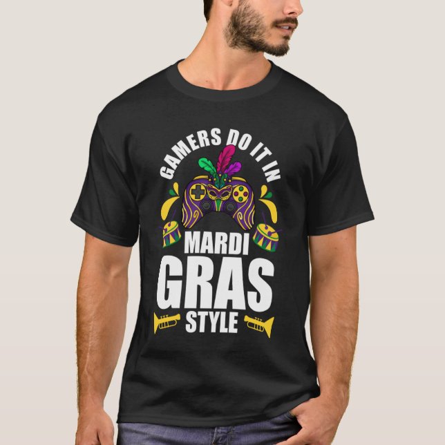 T-shirt Gamers do it in mardi gras style gaming parade (Devant)