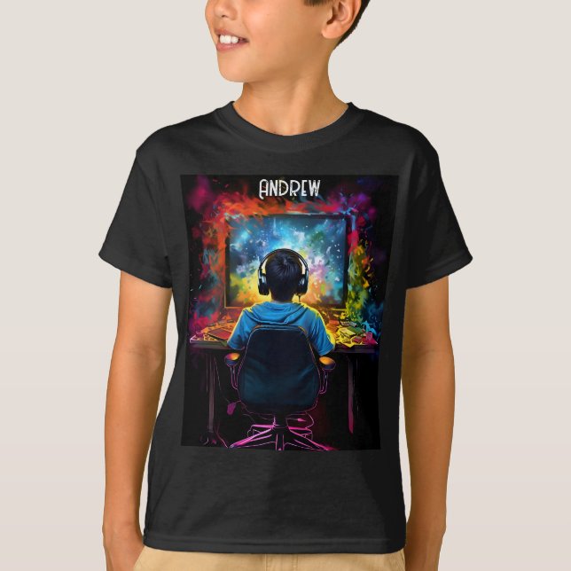 T-shirt gamers personnalisés pour enfants (Devant)
