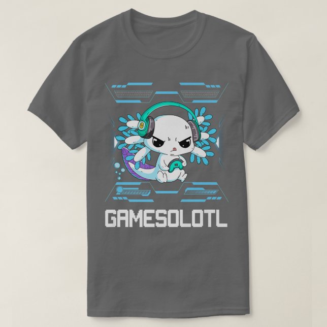 T-shirt Gamesolotl Aolotl Vidéo Gamer Kawaii Pastel Goth A (Design devant)