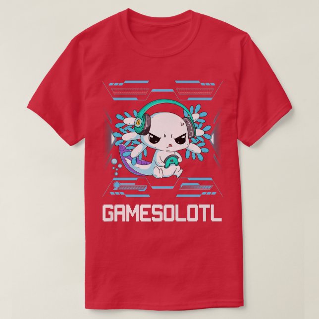 T-shirt Gamesolotl Aolotl Vidéo Gamer Kawaii Pastel Goth A (Design devant)