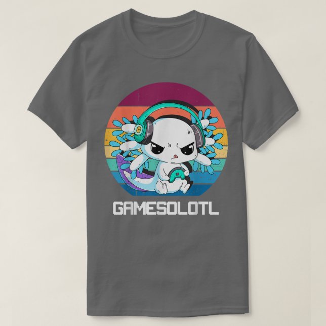 T-shirt Gamesolotl Aolotl Vidéo Gamer Kawaii Pastel Goth A (Design devant)