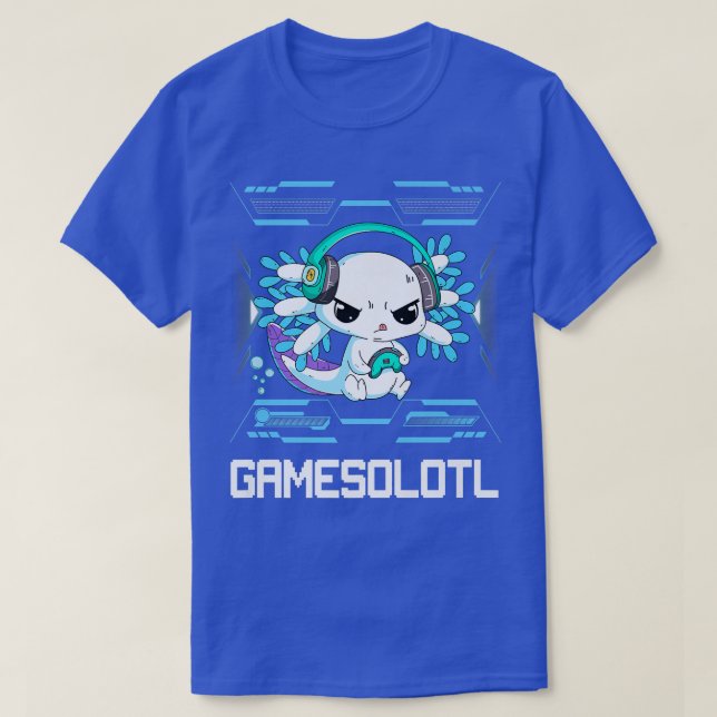 T-shirt Gamesolotl Aolotl Vidéo Gamer Kawaii Pastel Goth A (Design devant)